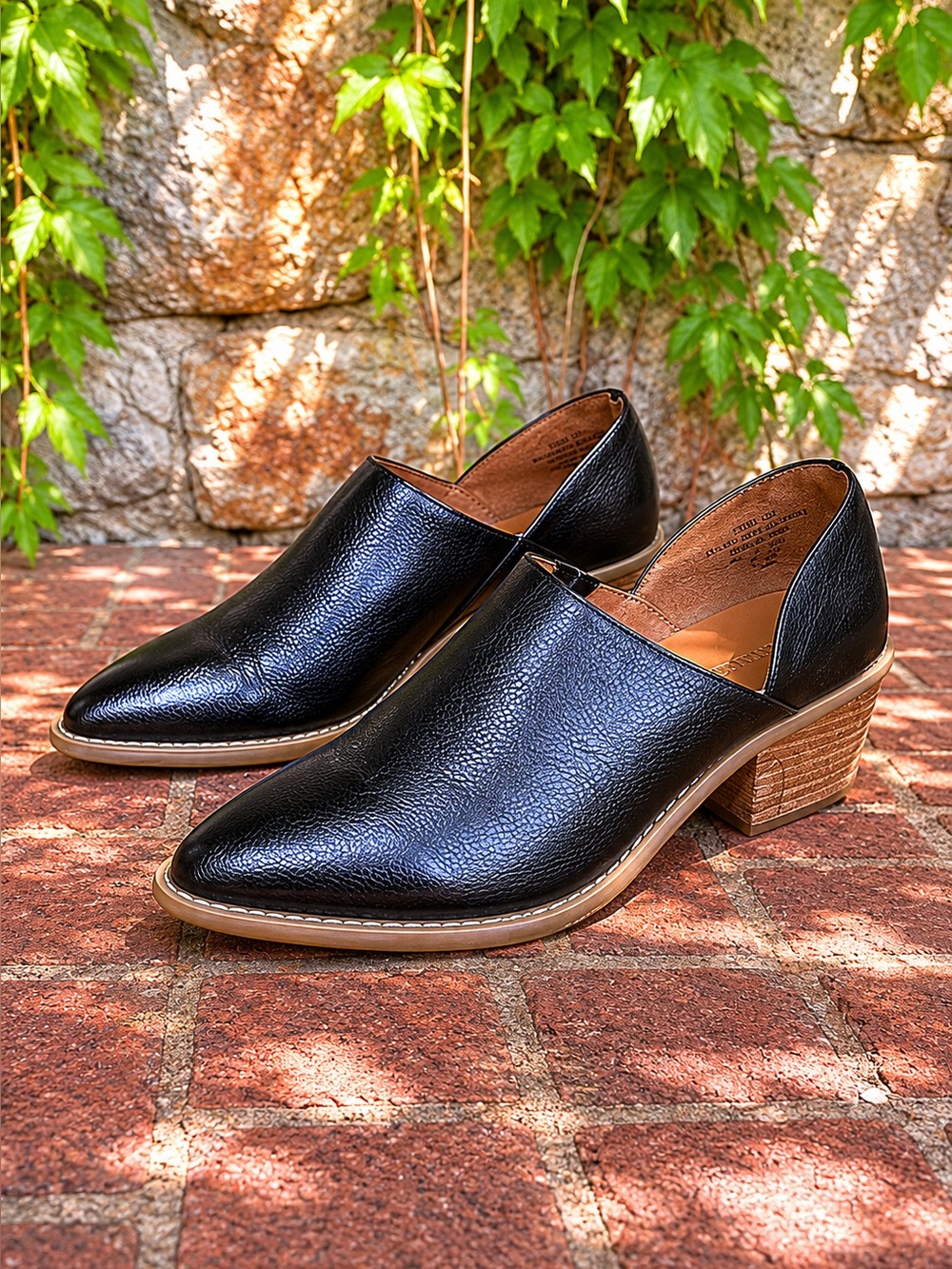 CYNTHIA ROWLEY Eddie Black Vegan Leather Pointed Toe D'Orsay Heeled Loafers, 10M